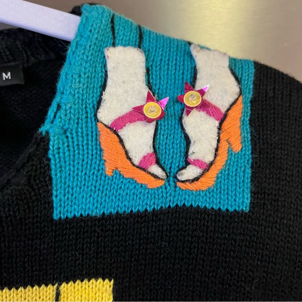 Michael Simon Vintage 90s Cardigan Embroidered Embellishments Heels Shoes M - Picture 9 of 10